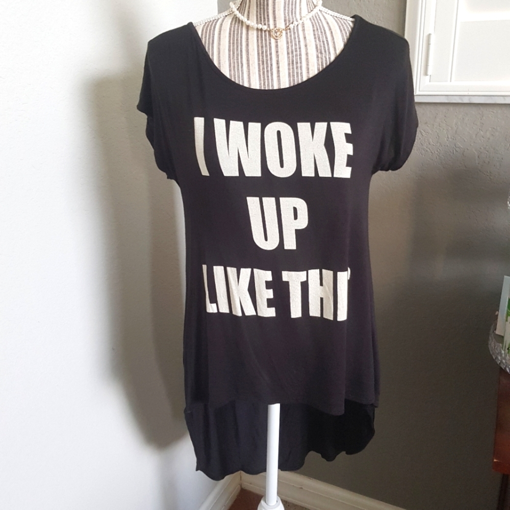 Beyonce 'I woke up like this' high low top tunic